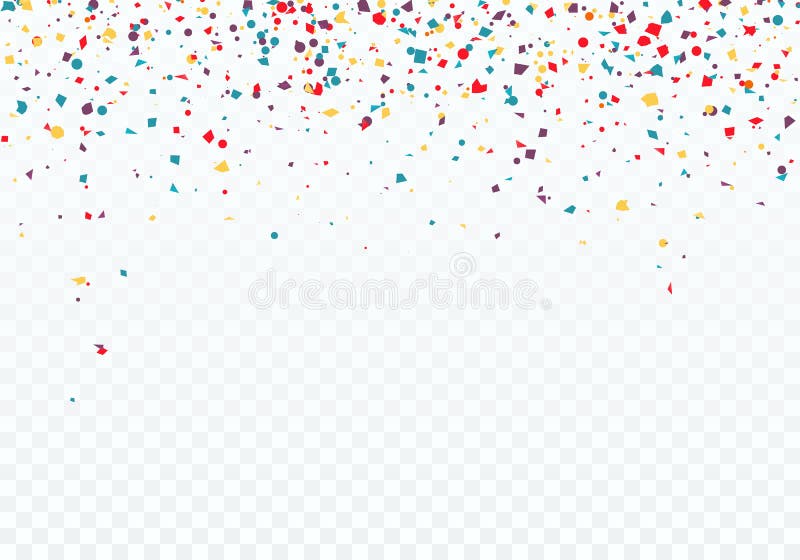 kolorowe konfetti upaść Wierzchołek wzór dekoruje z confetti Wektorowa ilustracja odizolowywająca na przejrzystym tle