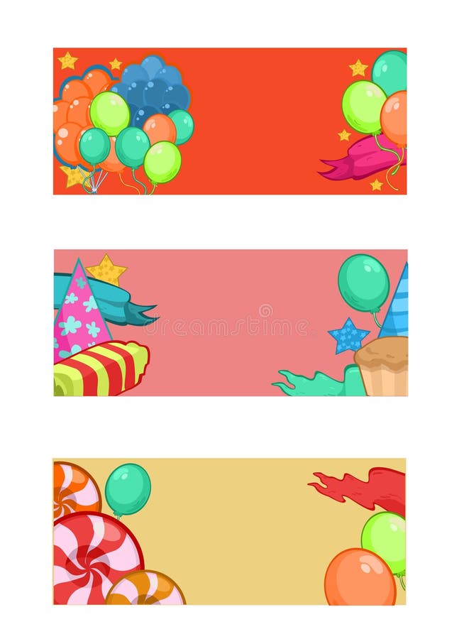 Kolorowego wszystkiego najlepszego z okazji urodzin Horyzontalni sztandary royalty ilustracja Kolorowego wszystkiego najlepszego z okazji urodzin Horyzontalni sztandary royalty ilustracja