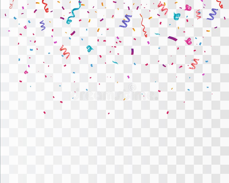 Kolorowi jaskrawi confetti odizolowywający na przejrzystym tle świąteczna wektorowa ilustracja ilustracji
