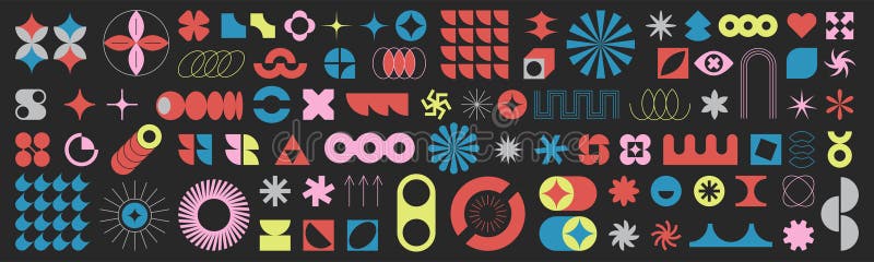 Kolorowy brutalizm geometryczny kształty graficzny zestaw ilustracja wektor