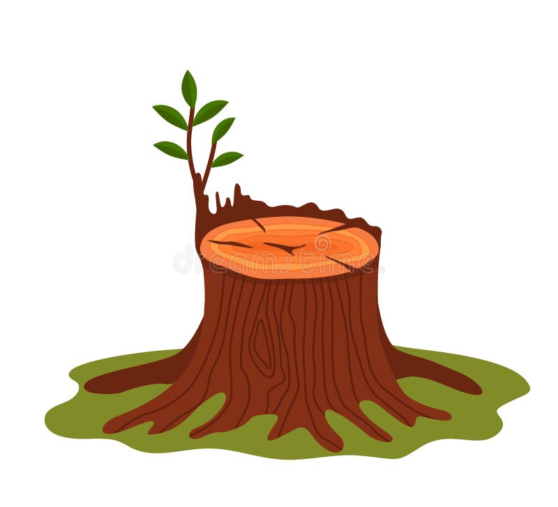 Kolorowy fiszorek z korzeniami i odrośniętą drzewną rozsadą Wylesienia poj?cie P?aska wektorowa ilustracja ilustracji Kolorowy fiszorek z korzeniami i odrośniętą drzewną rozsadą Wylesienia poj?cie P?aska wektorowa ilustracja ilustracji