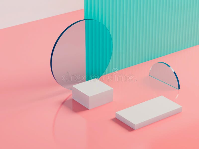 Kolorowy i pusty produkt. Geometryczne minimalne puste miejsce do reklamowania produktu kosmetycznego