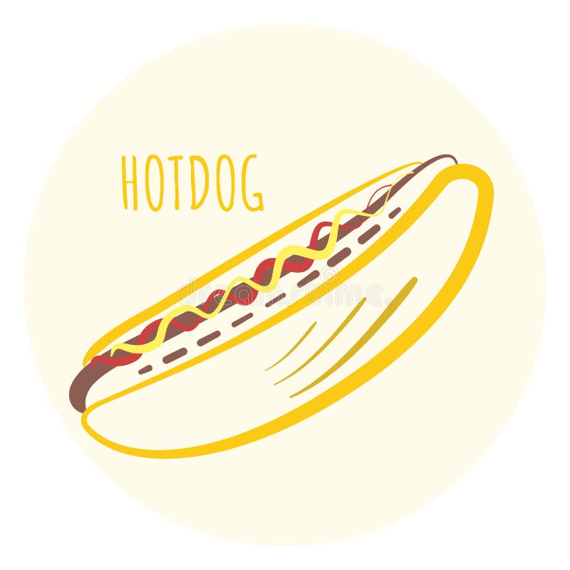 Kolorowy konturu hotdog symbol royalty ilustracja Kolorowy konturu hotdog symbol royalty ilustracja