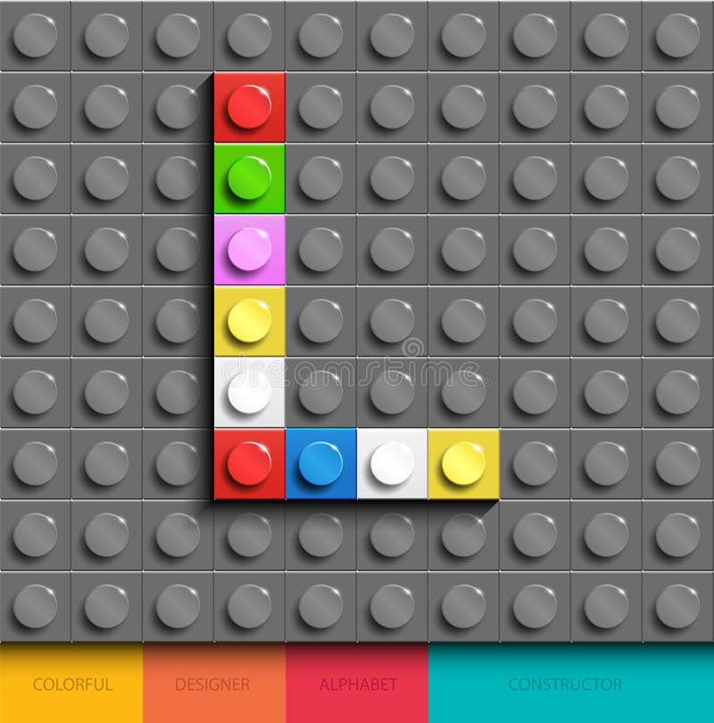 Kolorowy list L od budynku lego cegieł na szarym lego tle Lego list M royalty ilustracja Kolorowy list L od budynku lego cegieł na szarym lego tle Lego list M royalty ilustracja