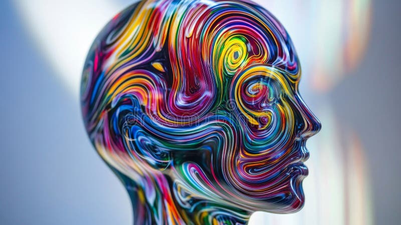 Kolorowy model abstrakcyjny z wirującymi liniami i żywym projektem royalty ilustracja