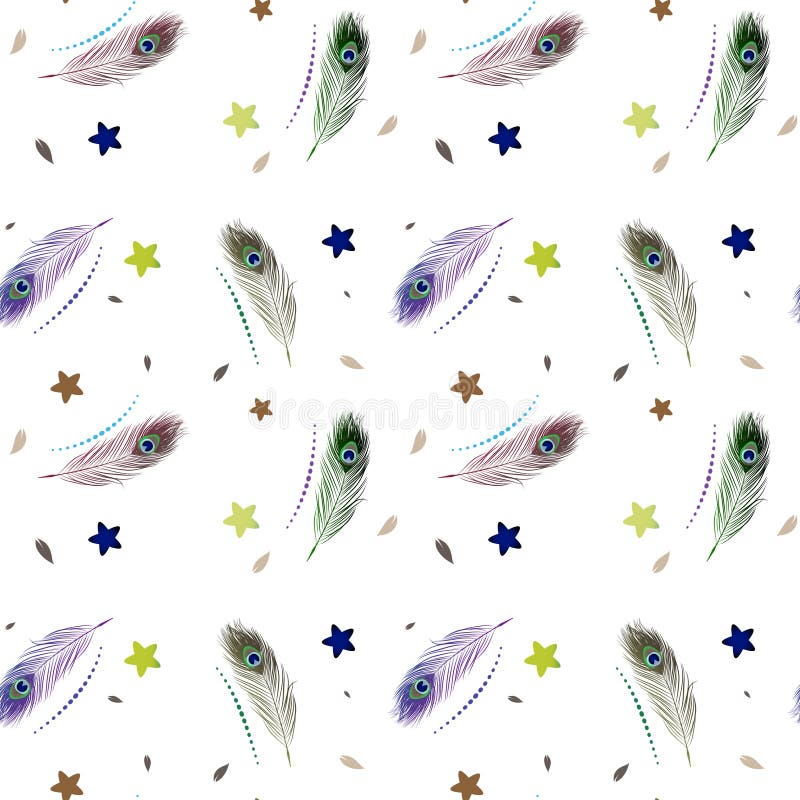 Kolorowy Pawi featherand gwiazd wzór ilustracja wektor Kolorowy Pawi featherand gwiazd wzór ilustracja wektor