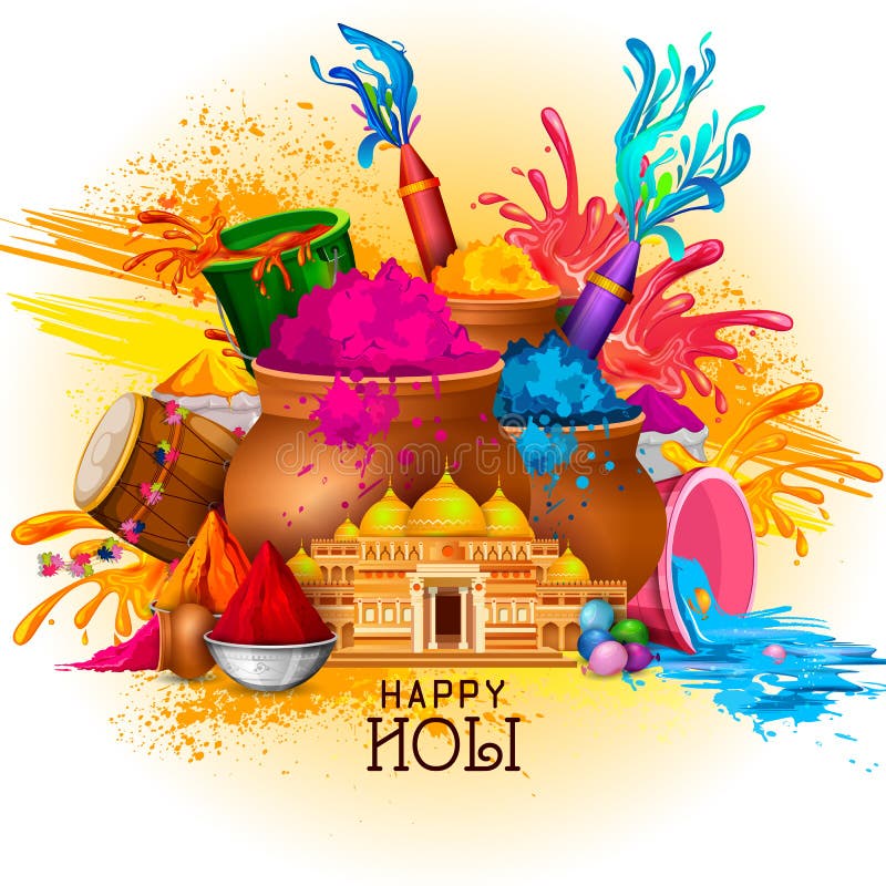 Easy to edit vector illustration of Colorful Happy Hoil background for festival of colors in India. Easy to edit vector illustration of Colorful Happy Hoil background for festival of colors in India