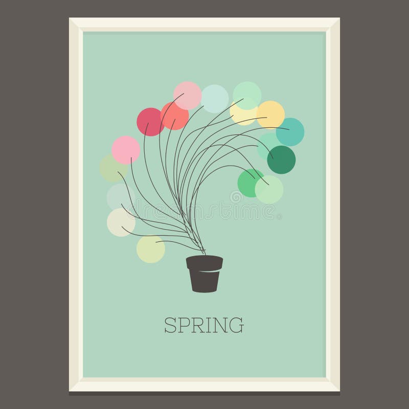 Colorful spring poster with magic plant. Vector illustration. Colorful spring poster with magic plant. Vector illustration