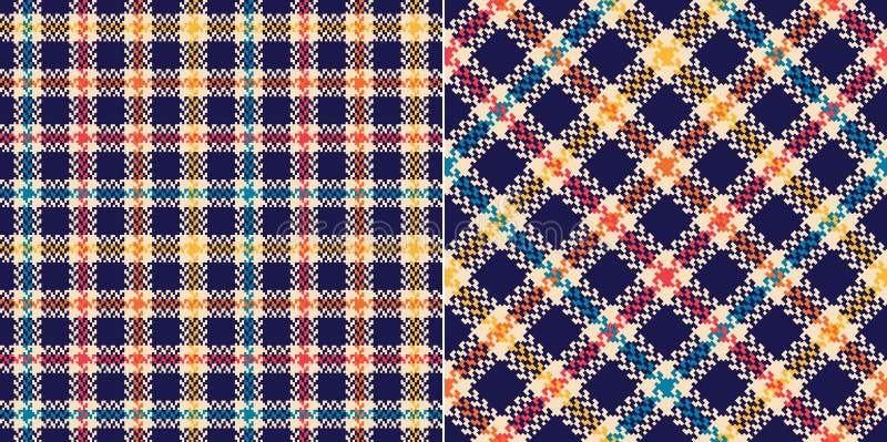 Kolorowy wzór plaid twein w granatowym czerwonym pomarańczowym żółtym beżowym. bezszwowy mały tartan śledziowy do kamizelek. bezszwowy mały tartan z herringbone do koszulki szalik inny nowoczesny wiosna jesień zimowy moda druk.
