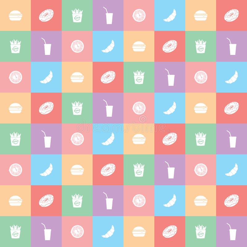 Koloru Fastfood tło Z menu, Wektorowa ilustracja royalty ilustracja Koloru Fastfood tło Z menu, Wektorowa ilustracja royalty ilustracja