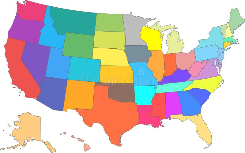 Koloru usa Wektorowa mapa z Wszystkie stanami ilustracji Koloru usa Wektorowa mapa z Wszystkie stanami ilustracji