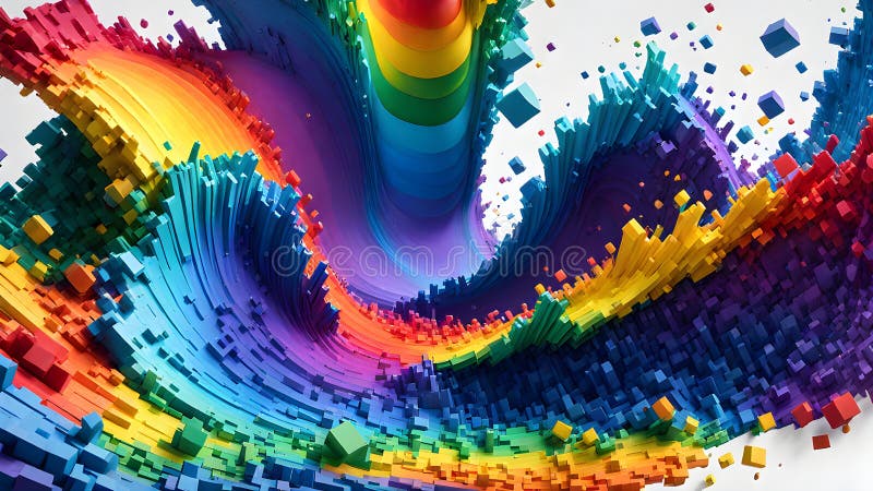 Kolory tęczy lgbtiq tworzą dynamiczny ukośnik tekstury voxel. generowane zdjęcie wysokiej jakości