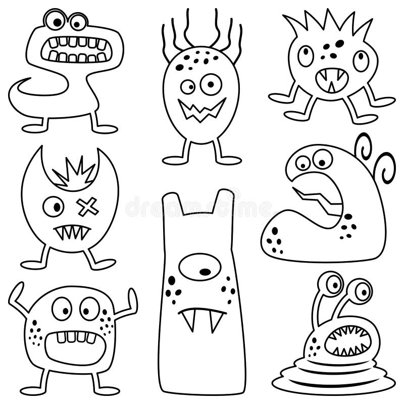 Kolorystyka Halloweenowi potwory dla dzieciaków royalty ilustracja Kolorystyka Halloweenowi potwory dla dzieciaków royalty ilustracja