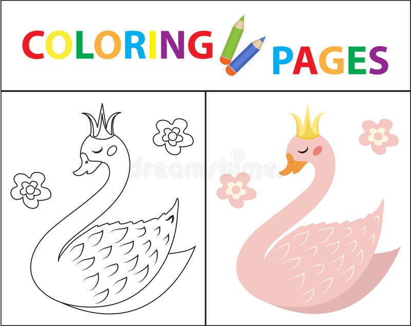 Kolorystyki ksi??ki strona dla dzieciak?w ?liczny ?ab?d? Nakre?lenie koloru i konturu wersja Children edukacja r?wnie? zwr?ci? co ilustracji Kolorystyki ksi??ki strona dla dzieciak?w ?liczny ?ab?d? Nakre?lenie koloru i konturu wersja Children edukacja r?wnie? zwr?ci? co ilustracji