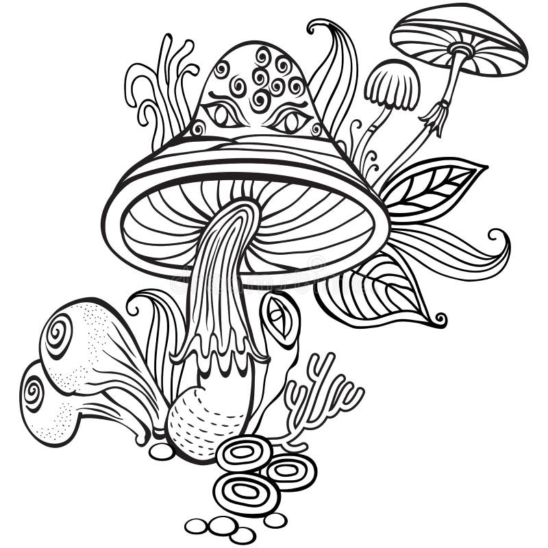 Kolorystyki książki strona z pieczarkami royalty ilustracja Kolorystyki książki strona z pieczarkami royalty ilustracja