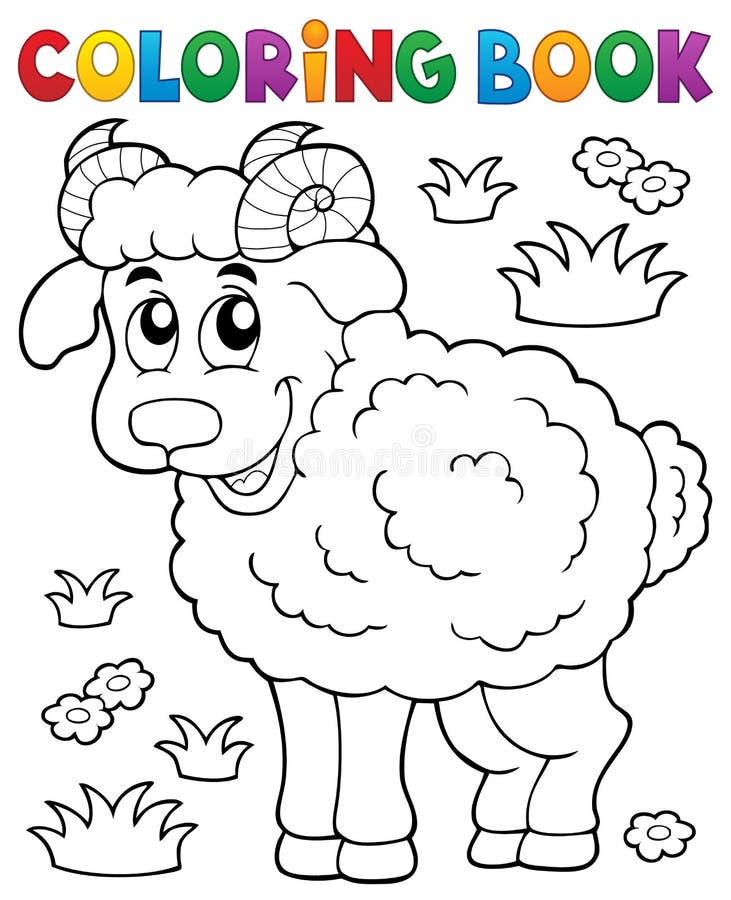 Coloring book happy ram - eps10 vector illustration. Coloring book happy ram - eps10 vector illustration.