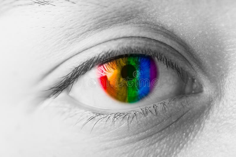 Kolorów oczu wzroku pojęcie, LGBT tęcza zdjęcia stock Kolorów oczu wzroku pojęcie, LGBT tęcza zdjęcia stock