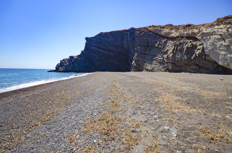 Koloumbos Beach Black Rock Beach Santorini Greece Stock Image Image Of Summer Pumice