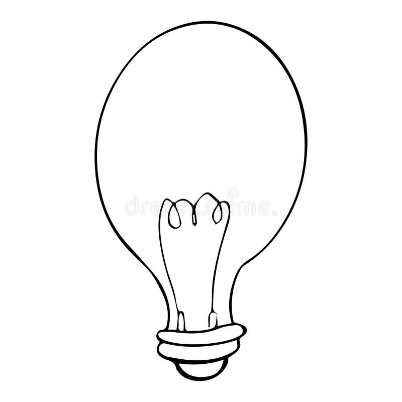 Kolvlampa, doodle-tecknad el isolerad på vit bakgrund. rita ritning av frihandsikoner vektor illustrationer