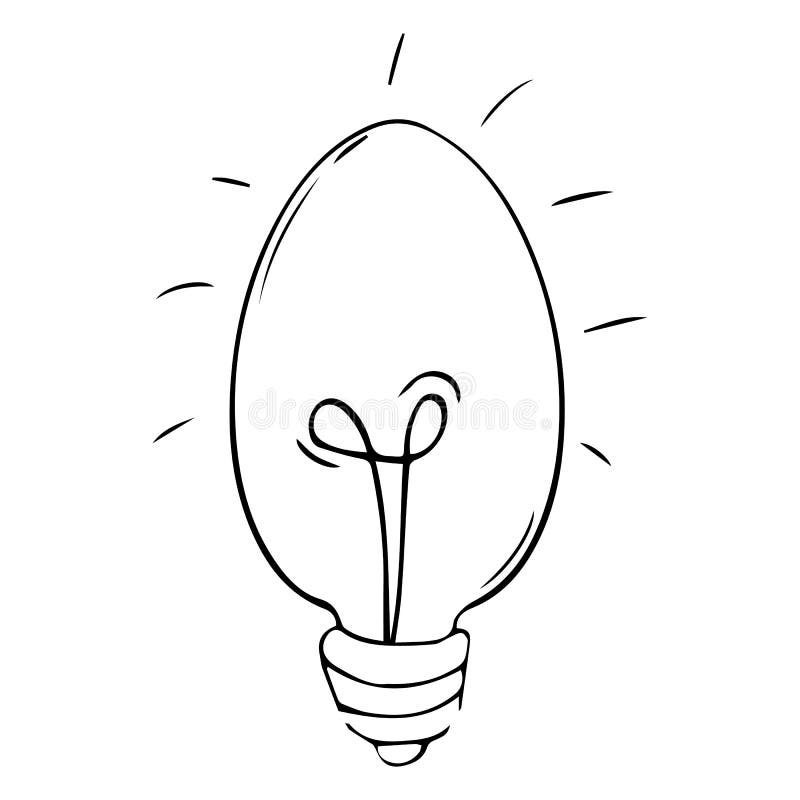 Kolvlampa, doodle-tecknad el isolerad på vit bakgrund. rita ritning av frihandsikoner vektor illustrationer