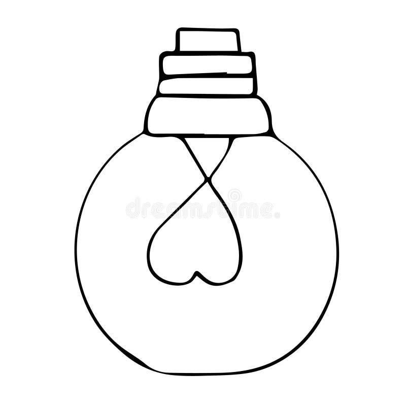Kolvlampa, doodle-tecknad el isolerad på vit bakgrund. rita ritning av frihandsikoner vektor illustrationer
