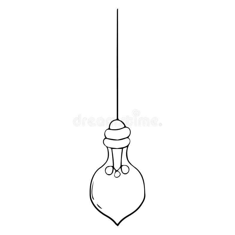 Kolvlampa, doodle-tecknad el isolerad på vit bakgrund. rita ritning av frihandsikoner stock illustrationer