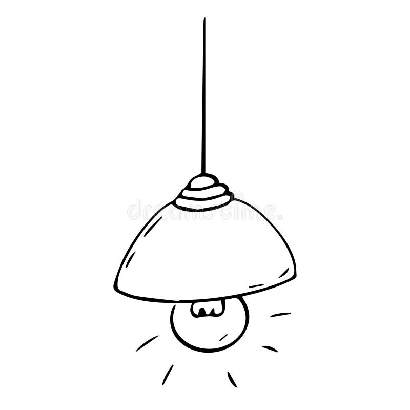 Kolvlampa, doodle-tecknad el isolerad på vit bakgrund. rita ritning av frihandsikoner vektor illustrationer