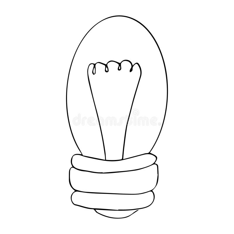 Kolvlampa, doodle-tecknad el isolerad på vit bakgrund. rita ritning av frihandsikoner royaltyfri illustrationer