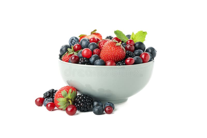Kom met verse bessen geïsoleerd op achtergrond royalty-vrije stock fotografie