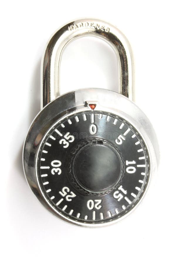 A combination secure lock on a white background. A combination secure lock on a white background.