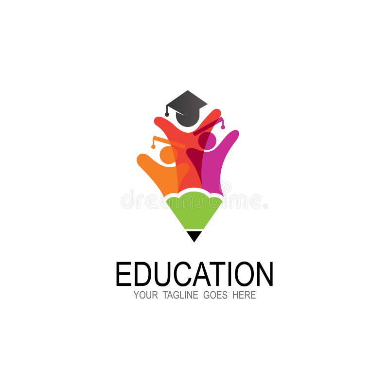 Kombination av studentlogotyp och penndesign vektor illustrationer