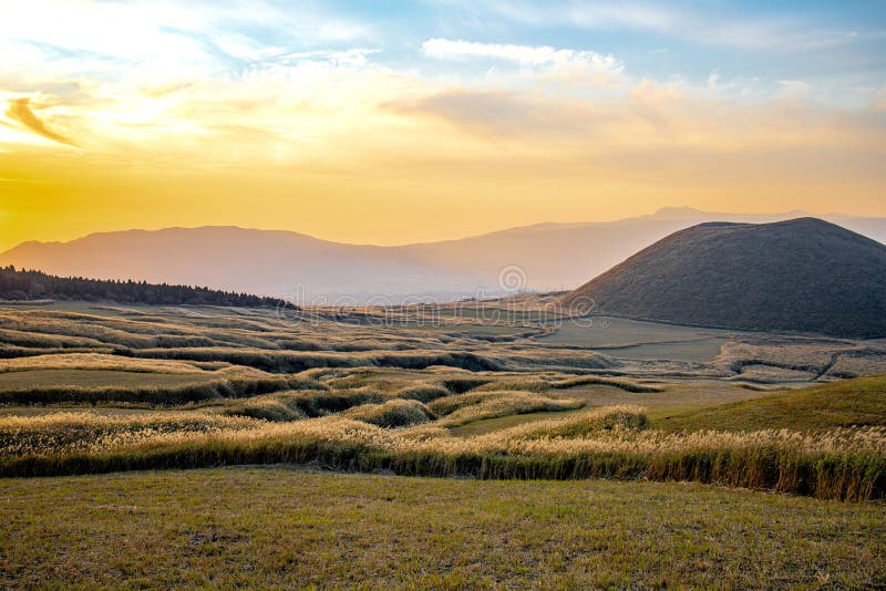 Komezuka Of Mount Aso Aso San The Largest Active Volcano In Japan Stock Image Image Of Grass Kyushu