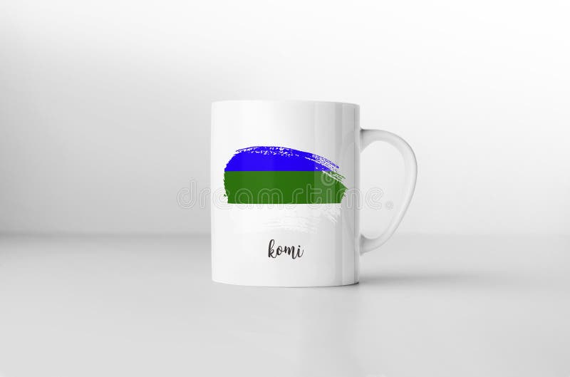 Komi flag on white coffee mug. stock illustration
