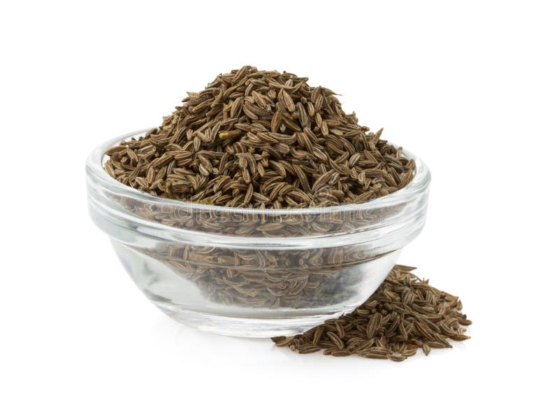 Cumin seeds in bowl on white background. Cumin seeds in bowl on white background