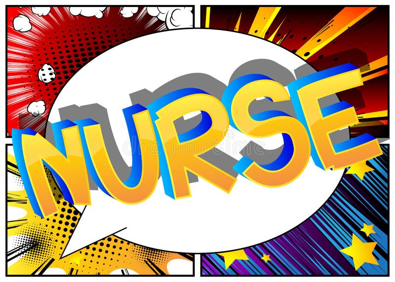 Nurse Comic book style cartoon words on abstract comics colorful background. Nurse Comic book style cartoon words on abstract comics colorful background