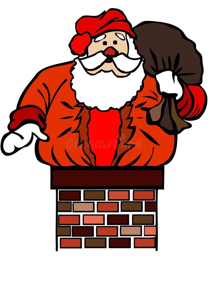 kominowy Claus Santa wtykający ilustracja wektor kominowy Claus Santa wtykający ilustracja wektor