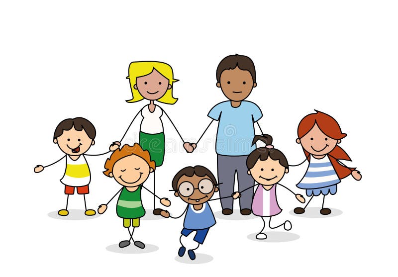Komisk stil för för för familjillustration, föräldrar och barn stock illustrationer Komisk stil för för för familjillustration, föräldrar och barn stock illustrationer