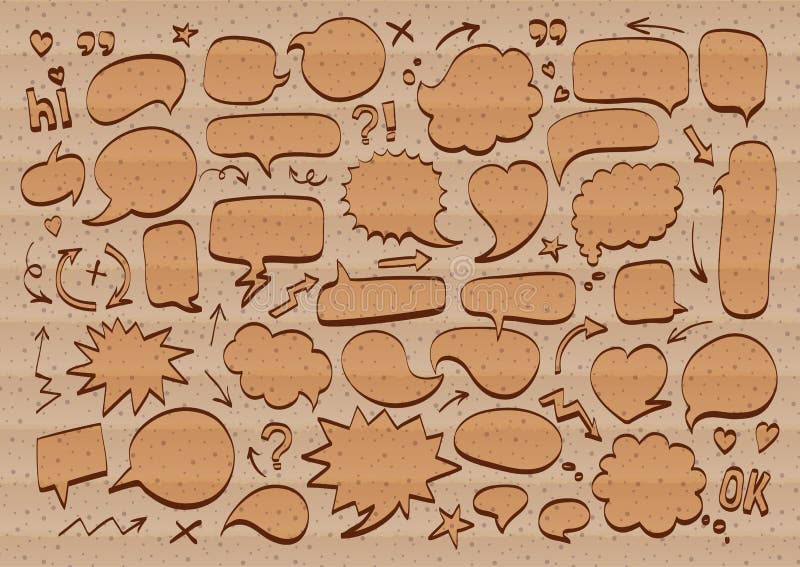 Komisk symbol för anförandebubblaklotter Hand dragit tecknad filmtextmeddelande vektor illustrationer