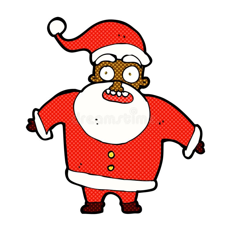 Komisk tecknad film chockade Santa Claus stock illustrationer