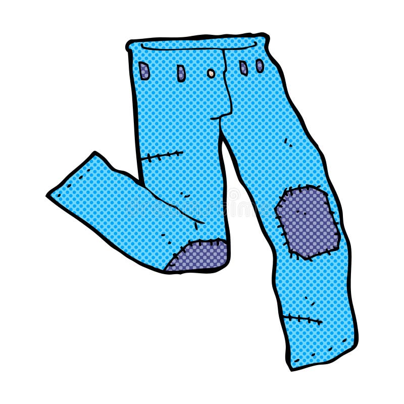 komisk tecknad film lappad gammal jeans stock illustrationer komisk tecknad film lappad gammal jeans stock illustrationer
