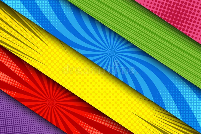 Komiska färgrika diagonala baner stock illustrationer