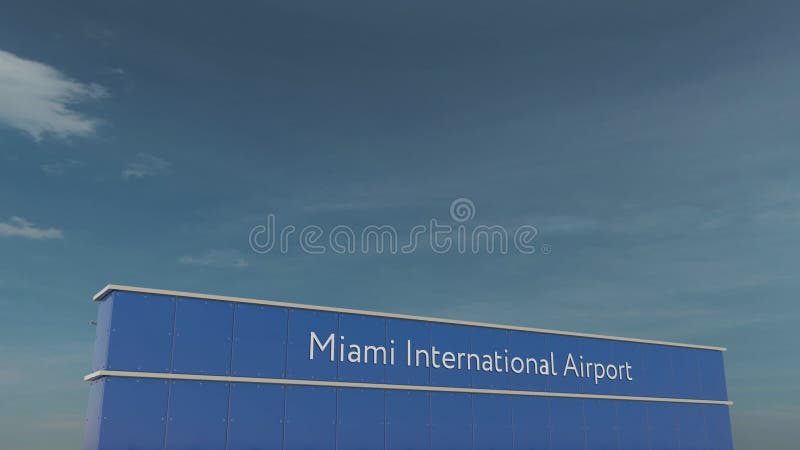 Kommersiell flygplanlandning på begreppsmässiga animeringen 4K för Miami den internationella flygplats 3D