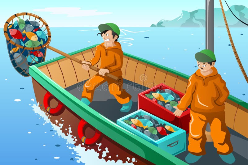 Kommersiellt fiskarefiske royaltyfri illustrationer Kommersiellt fiskarefiske royaltyfri illustrationer