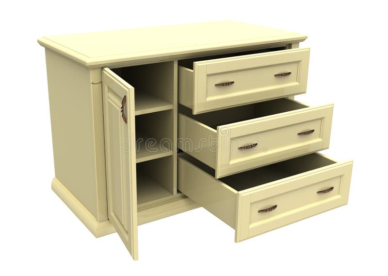 3d render of wooden dresser on a white background. 3d render of wooden dresser on a white background