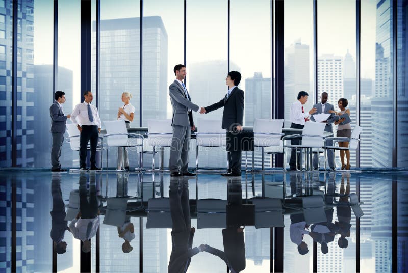 Business People Board Room Meeting Handshake Communication Concept. Business People Board Room Meeting Handshake Communication Concept.