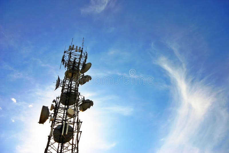 A communications tower for tv and mobile phone signals. A communications tower for tv and mobile phone signals.