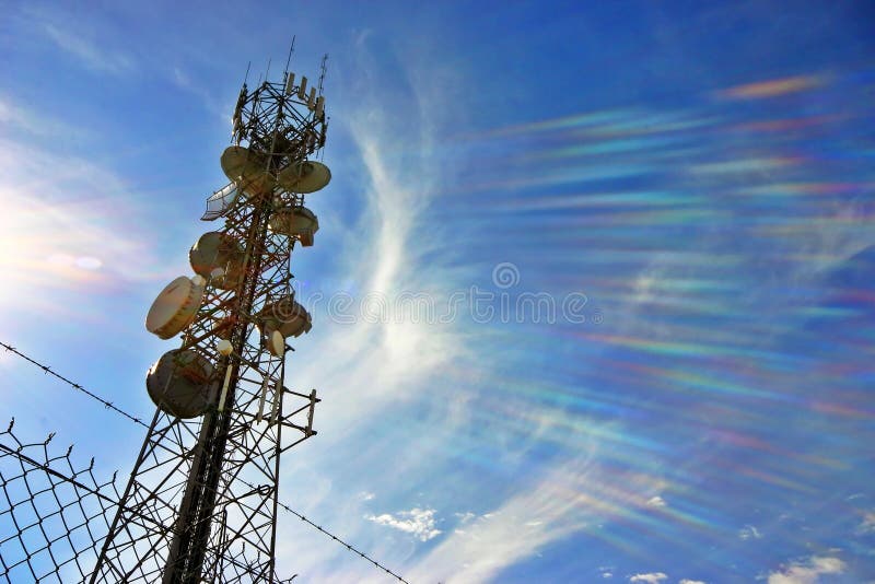 A communications tower for tv and mobile phone signals. A communications tower for tv and mobile phone signals.