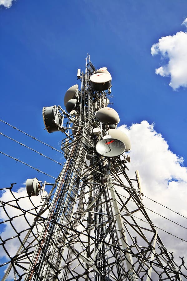 A Busy communications relay tower. A Busy communications relay tower.