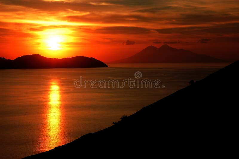 Sunset Sea in Komodo Islands Stock Photo Image of indonesia
