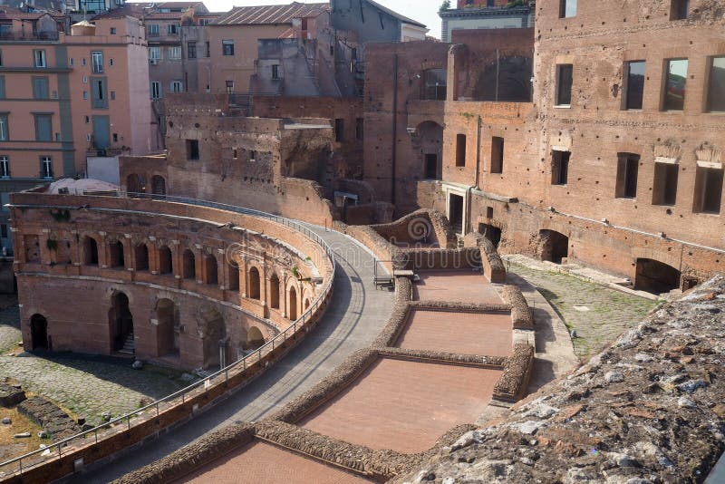 Komplexet av Trajan'sens marknad i Rome, Italien arkivfoton Komplexet av Trajan'sens marknad i Rome, Italien arkivfoton